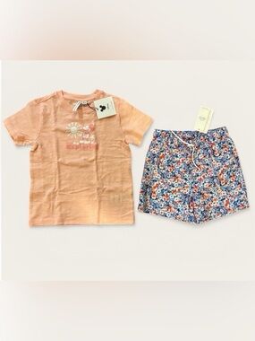 NWT- Janie and Jack Mickey T-Shirt and Floral Shorts Set